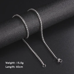 Stylish 60cm Long Stainless Steel Black and Gold Box Chain Necklace for Men - Punk Jewelry Wholesale (Box Chain Steel)
