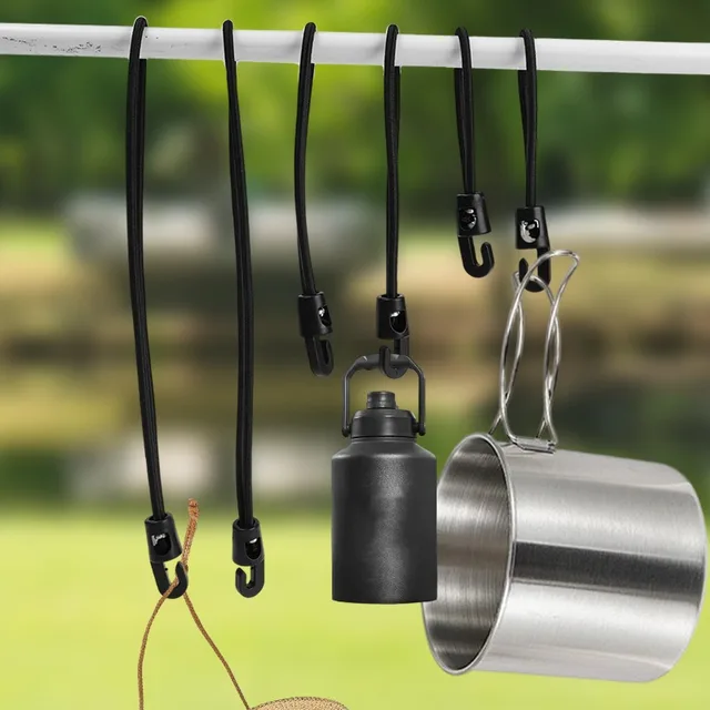 1-10 Pcs Bungee Cord with Hooks 10/15/25cm High Elasticity Expander with Hooks Rubber Tensioner with Hooks for Camping Tarpaulin 3