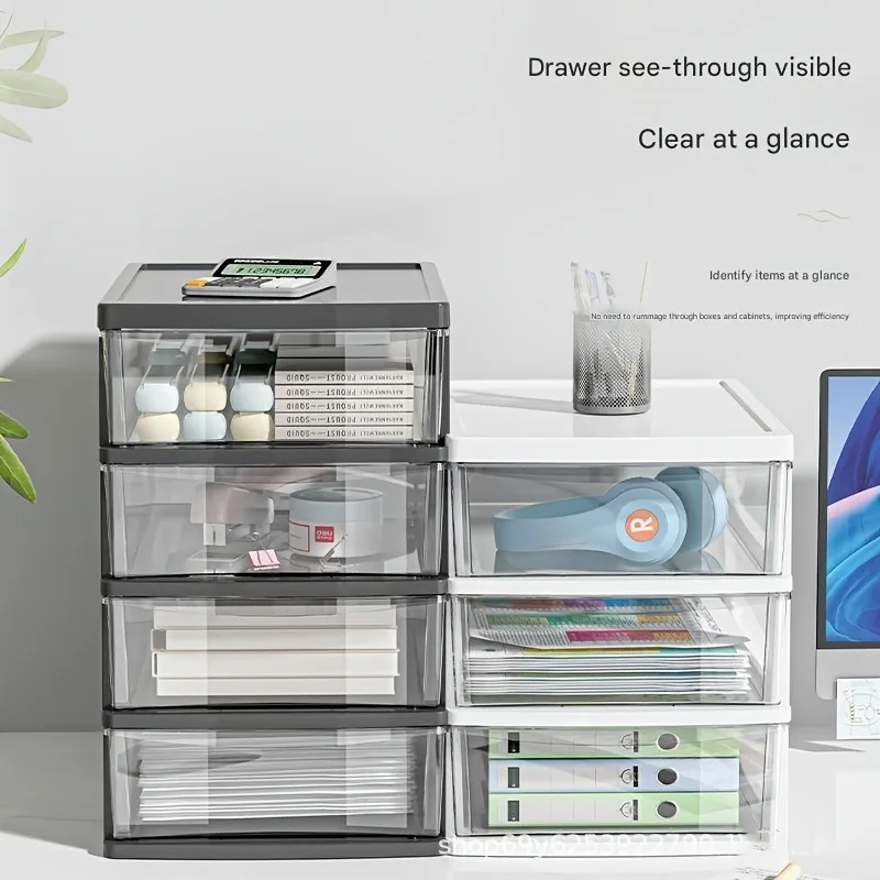 Office Desktop Storage Box Transparent Drawer Style Cosmetics Stationery Student Desk Raised Japanese Style Bar Storage Box Storage Box Self Adhesive Storage Box Desk Organizer Transparent Storage Box Storage Organizer