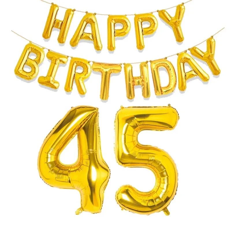15 Stück Goldene Happy Birthday 30-Zoll Zahlen-Folienballons Kinder Erwachsene Partydekoration Junge Mädchen 10 18 20 25 30 35 40 50 60 Jahre Alt – Detail 25