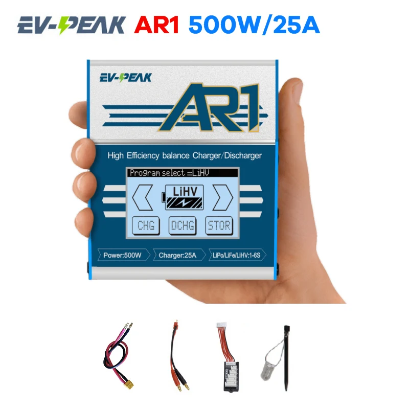 

EV-PEAK AR1 500W 25A 1-6S балансирующее зарядное устройство с адаптером платы JST_XH для LiPo LiFe NiMH NiCd аккумулятора