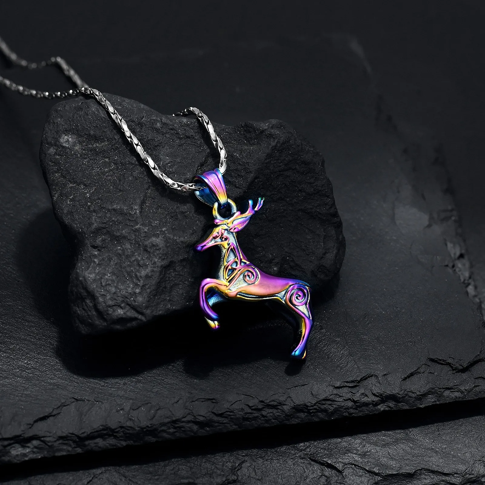 Stainless Steel Cremation Jewelry Memorial Urn Necklace Deer Pendant For Ashes Customize Men Customize Keepsake