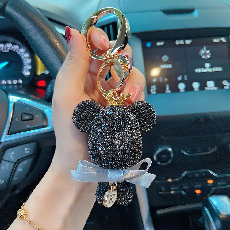 Luxury Car KeyChains - Minnie/Bear Keychain with Pom Pom - USA