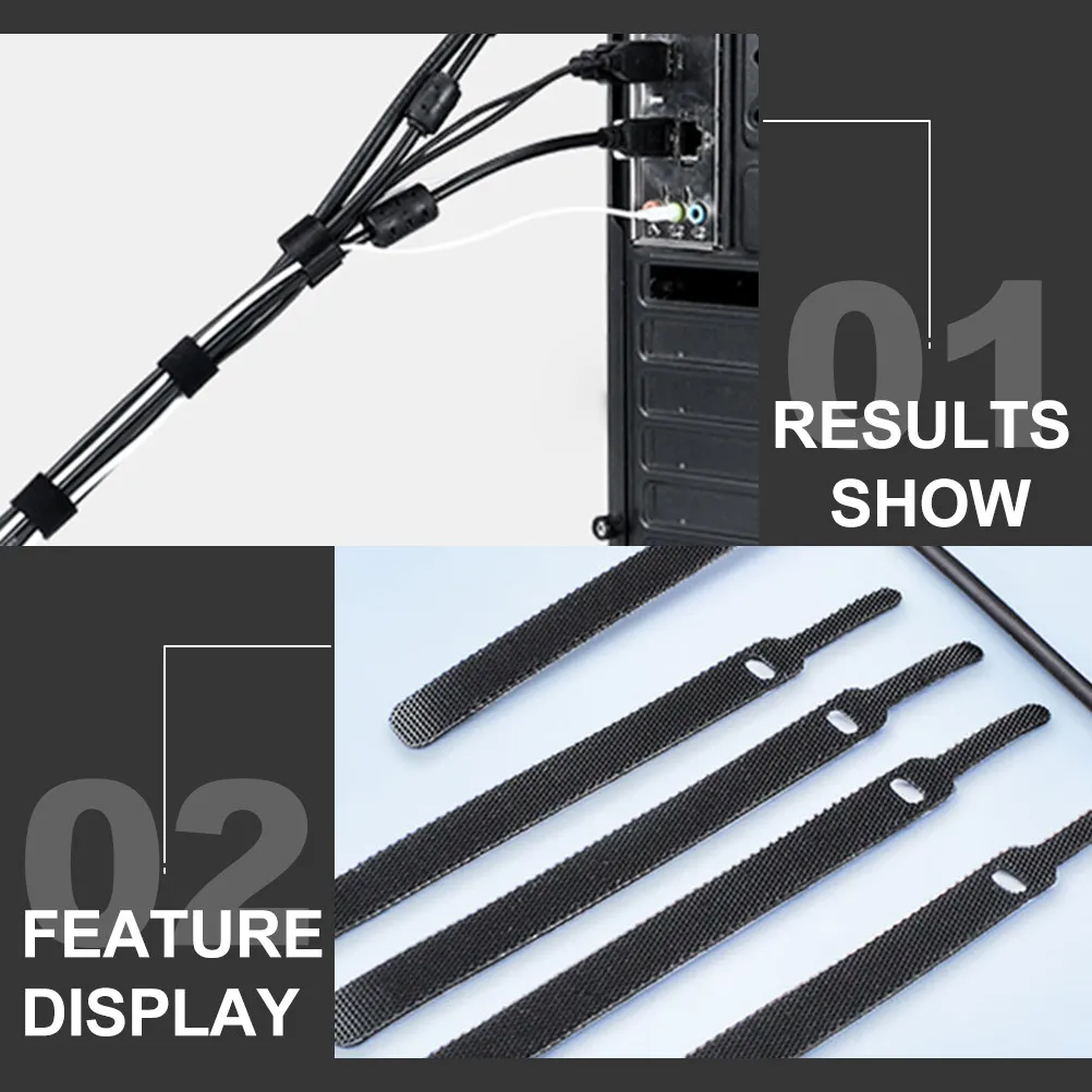 20Pcs 조정 가능한 후크 및 루프 케이블 타이 데스크탑 와이어 정리용 나일론 코드 스트랩 케이블 관리 타이 코드 관리