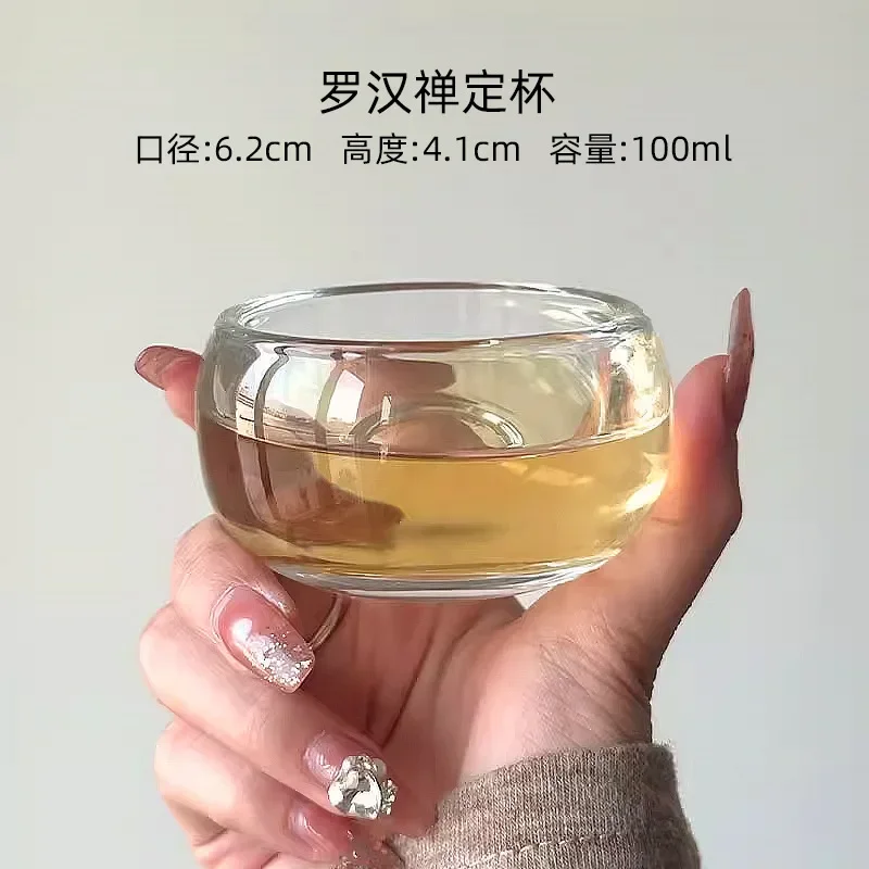 High-Grade Thickened Crystal Glass Tea Cup - 100ml Capacity