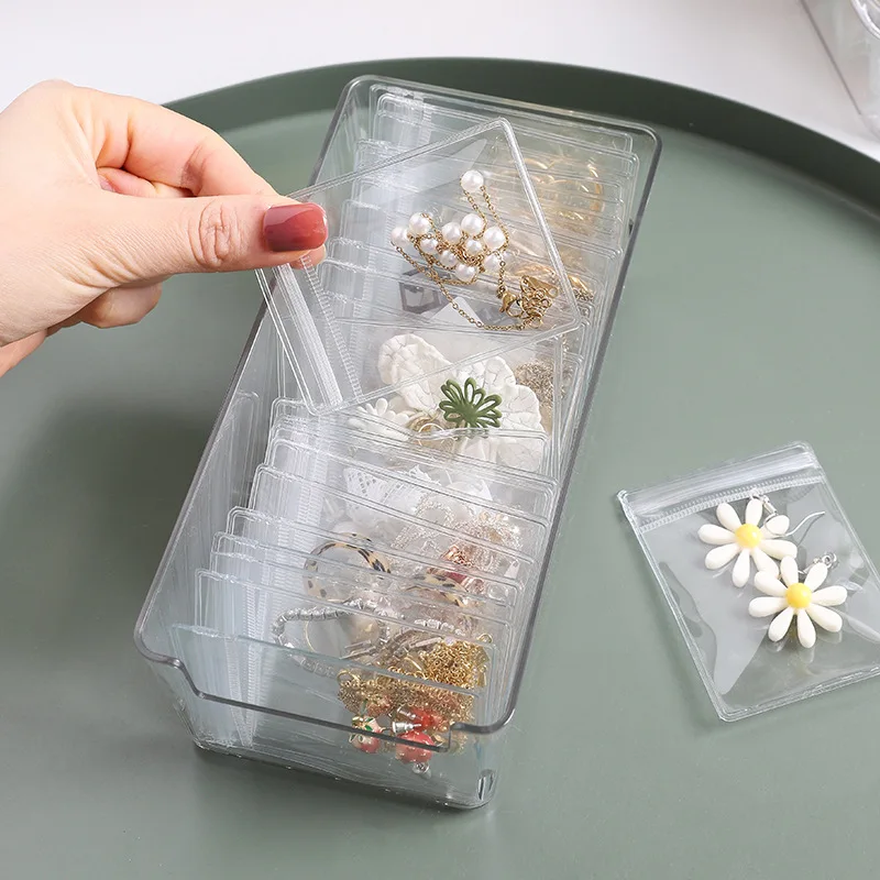 PVC Self Sealing Jewelry Bag Thick Necklace Bracelet Ziplock Bag Ring Storage Holder Storage Anti-oxidation 100 PCS storage bag puzzle storage bag wallet storage bag