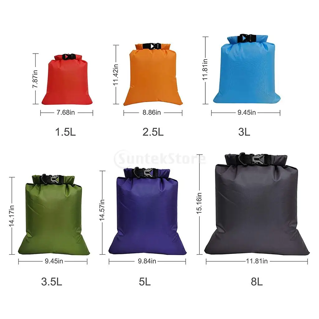 10x Waterproof Sacks Waterproof Storage Bag Roll Top Drybag Floating Bag for Kayaking for Sailing Surfing Camping Kayak Fishing