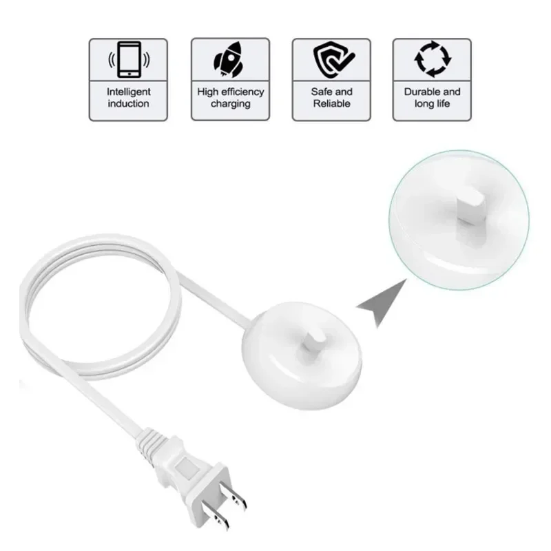 Universal Electric Toothbrush Charger Base with EU/US Plug, 220V-240V Replacement Charging Cord