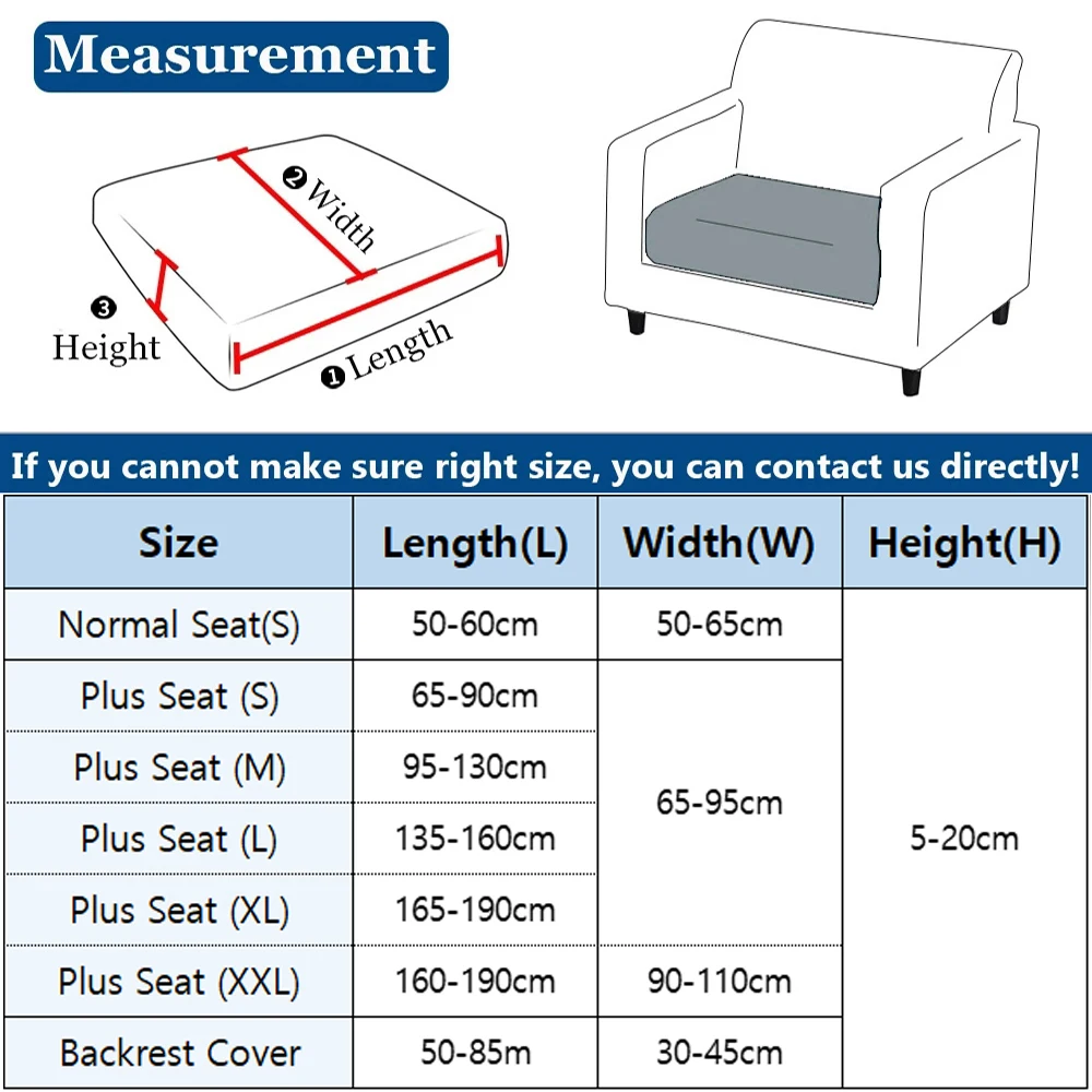 1pc Luxury Twill Jacquard Sofa Seat Covers Stretch Solid Color Cushion Slipcover Living Room Durable Fabric Easy Fit Sofa Cover 3