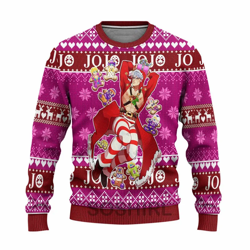 

Josuke Higashikata Anime Ugly Christmas Fleece Sweatshirt Kawaii Harajuku 3d Fashion Pullovers Hip Hop Streetwear Men Clothing