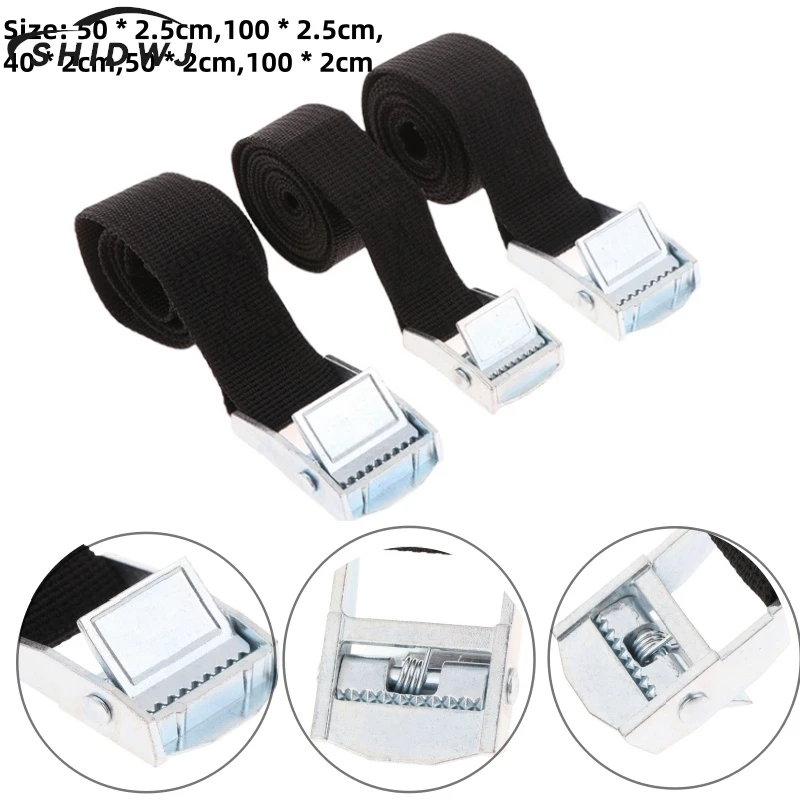Buckle Tie-Down Belt Cargo Lashing Straps For Car Motorcycle Bike With Metal Buckle Tow Rope Strong Ratchet Belt For Luggage Bag