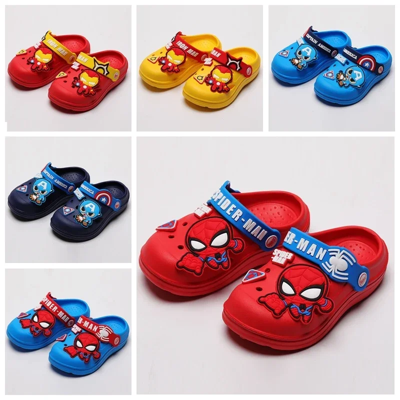 Children Garden Shoes Baby Boy Girl Cartoon Iron Man Spider Man Sandal Summer Slipper Kid Indoor Non-slip Beach Sandals 150-200 baby shoes kids shoes children sandals kids sandals beach shoes