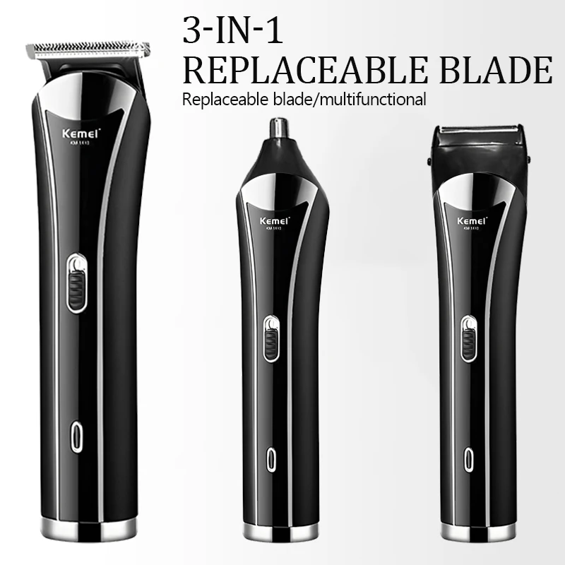 Kemei Electric Hair Clipper Rechargeable Electric Push Clipper KM-1418 Hair Clipper Shaver Nose Hair Clipper 3-in-1 Styling Tool