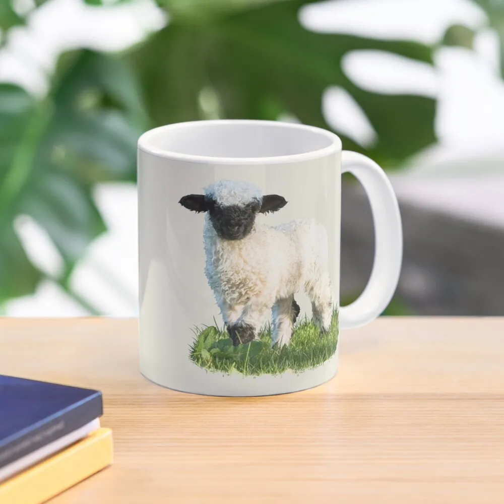 

Valais Blacknose Lamb in a Meadow Coffee Mug Glass Cup Personalized Mug