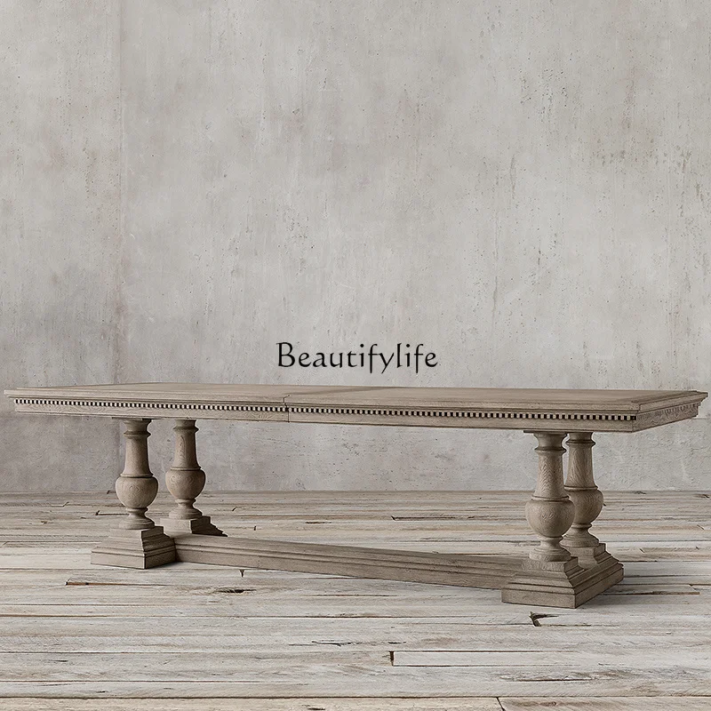 

American-Style Retro Solid Wood Dining Table
