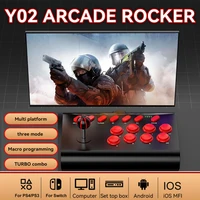 Y02 Wireless Arcade Joystick with Macro/Turbo Function for PS4/PS3/Xbox One/Switch/PC/Android/iOS Fighting Joysticks Controller