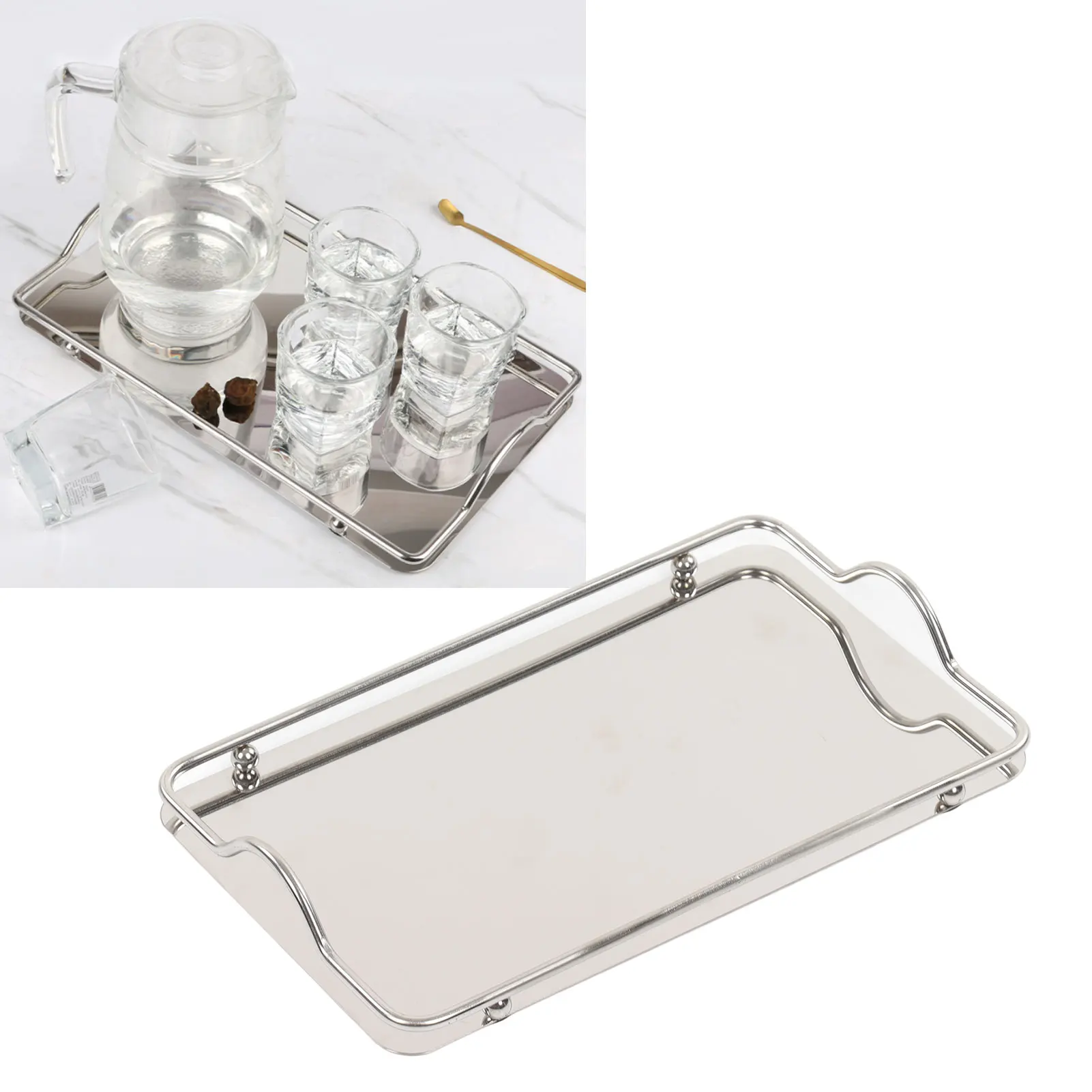 Commercial Dishes Tray Large Rectangle Tray Stainless Steel Home Living Room Commercial Dishes For Coffee Water Cups Fruit