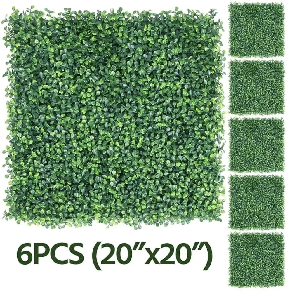 

20" x 20" Artificial Boxwood Panel Plastic Greenery Boxwood Topiary for Indoor & Outdoor,6PCS