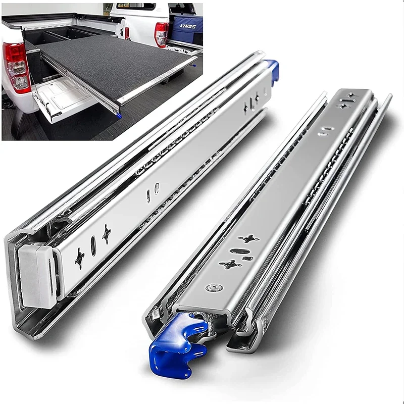 Heavy Duty Drawer Slides Lock 3 Section 185 lb Bearing Capacity Full Extension Industrial Rails