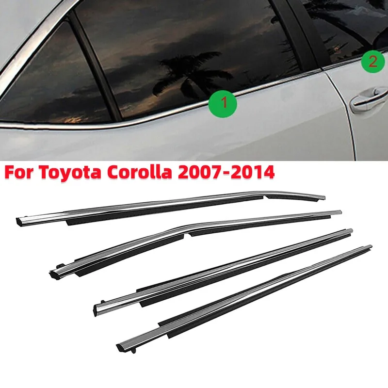 4Pcs Car Window Weatherstrip Car Anteriore Lunotto Posteriore Vetro Gomma Trim Seal Belt Strisce Di Tenuta Per Toyota Corolla 2007-2014