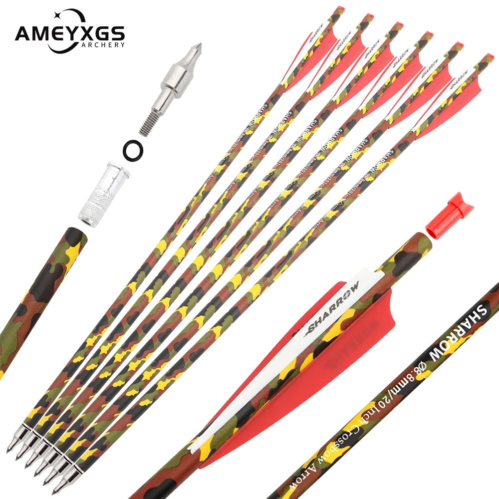 

16" 17" 18" 20" 22" Archery Crossbow Arrow Bolt 8.8mm Mix Carbon Shaft with 125grain Arrowhead for Shooting Hunting Accessories