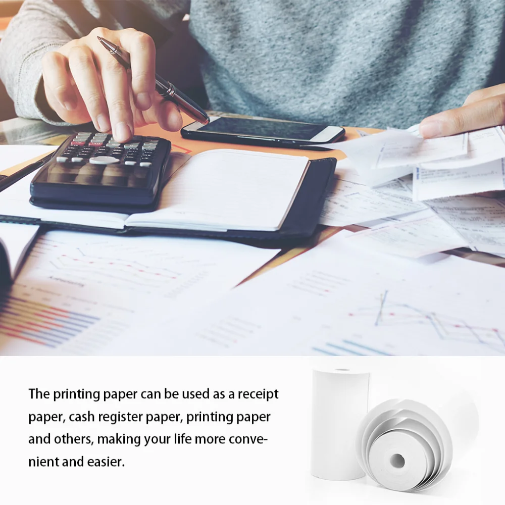 10 Rolls Thermal Paper 57x25 Mm Printing Label Roll for Mobile POS Photo Printer Cash Register Rolling Paper Office Stationery thermal cash register paper