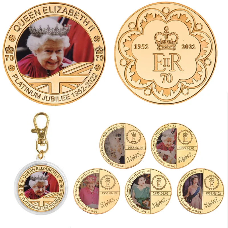 Queen Elizabeth Medal Queen Elizabeth Ii Key Chain Jewelry Gold