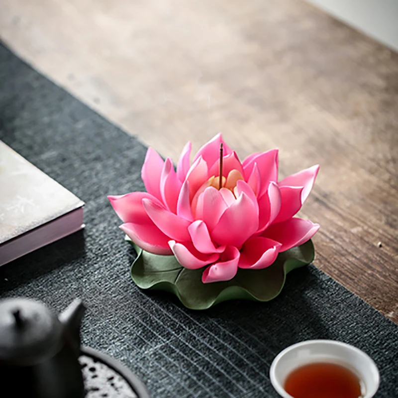 Handmade Lotus Flower Incense Burner Stick Holder, Ceramics, Lotus, Pet, Aromatherapy, Cha Dao, Tearoom, Yoga, Office, Home Ac