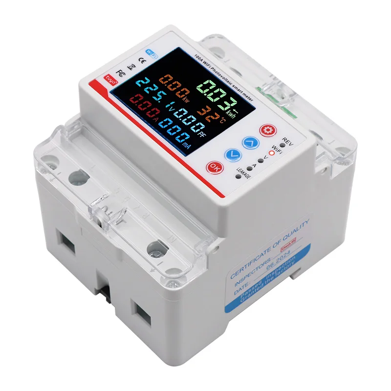 Tuya Smart Life WiFi Single Phase 100A Energy monitor Two-way Prepaid Meter Auto-reclosing Voltage Current Protector Timer