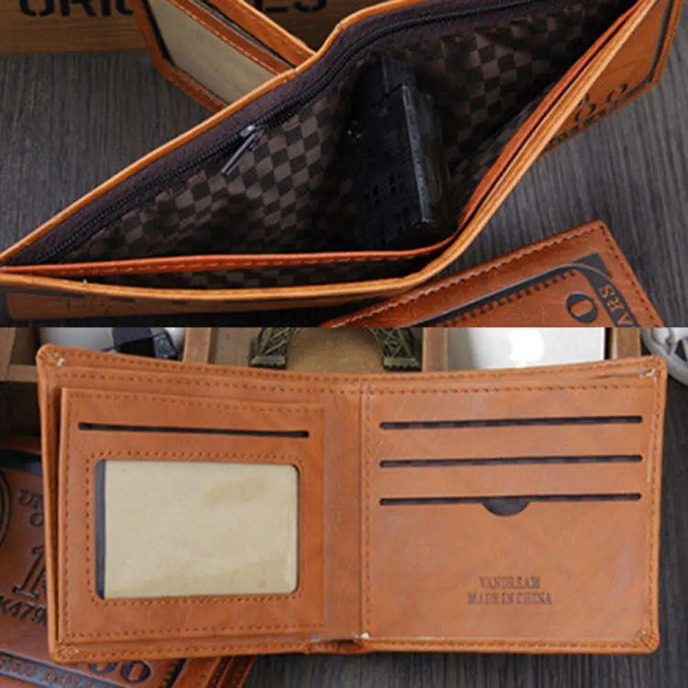 Leather Wallet Fashion Dollar Bill Pattern Bifold Purse
