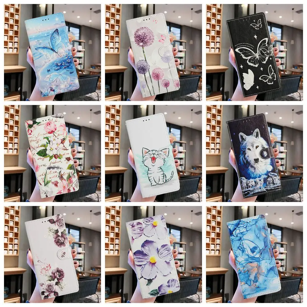 3D Butterfly Flower Leather Flip Phone Case with Edge Protection