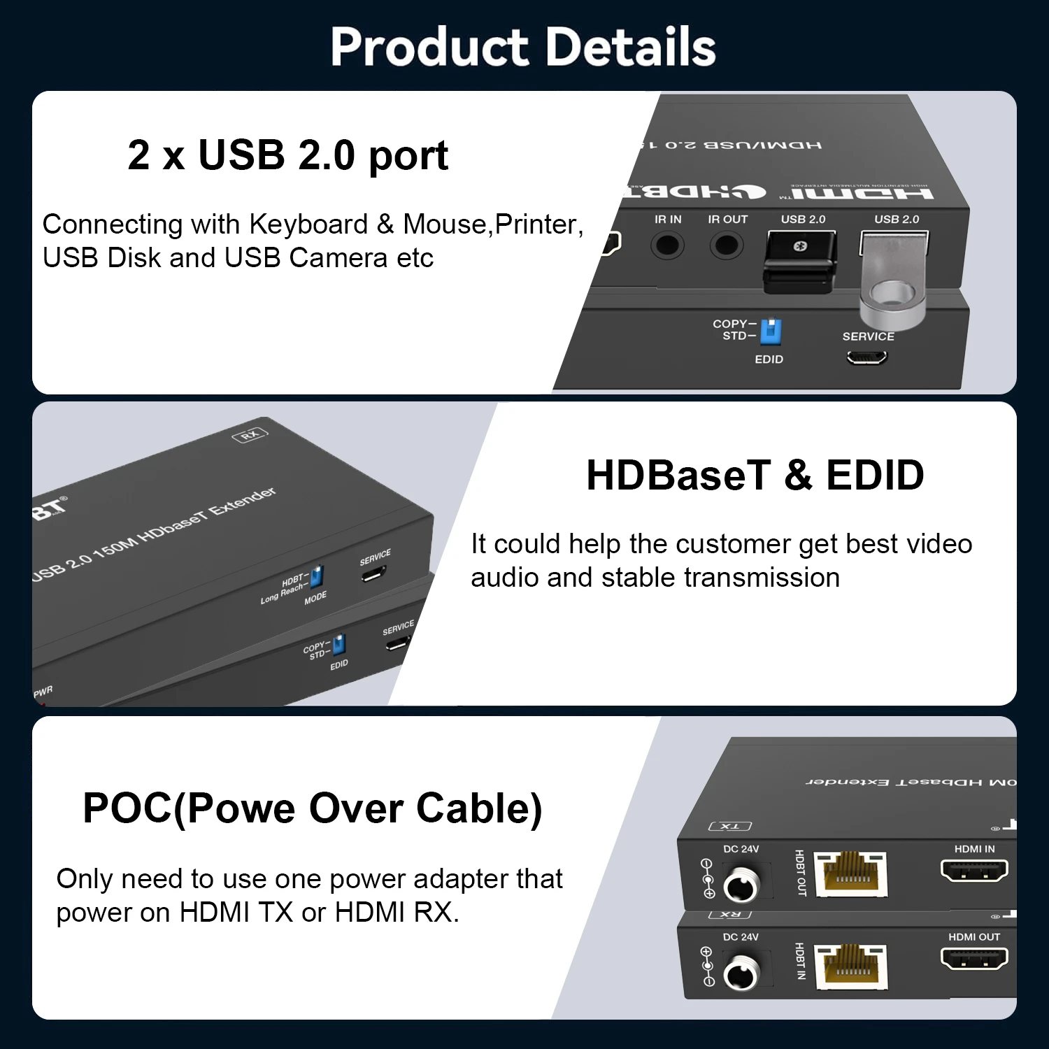 4K 60Hz 120M HDMI KVM Extender over RJ45 Ethernet Cat6 Cable HDMI USB Extender T