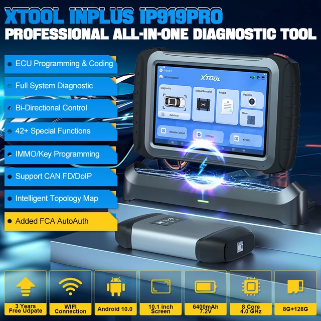 XTOOL INPLUS IP919PRO Car Diagnostic Scanner Automotivo Tools ECU Coding Programming 42 Service CANFD DOIP Topology FCA AutoAuth 2