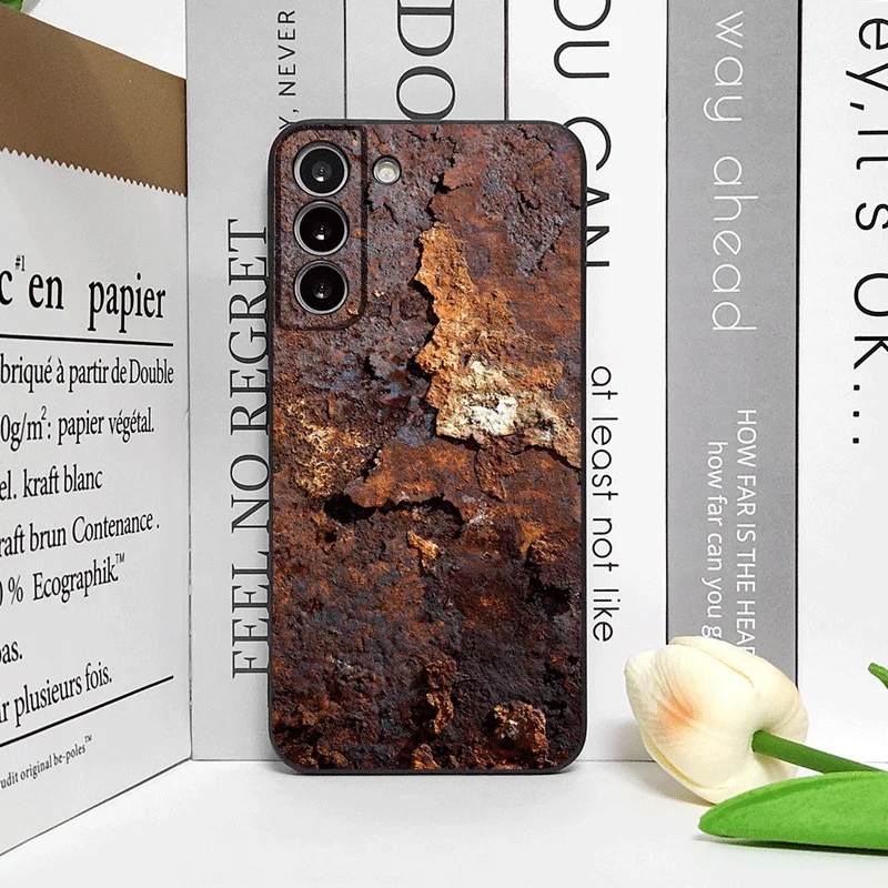 Artistic Rusty Metal Surface Pattern Shockproof Phone Case with Soft Cover