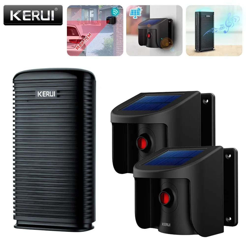 KERUI-DW9-Wireless-Solar-Driveway-Home-Alarm-Security-Waterproof-PIR ...