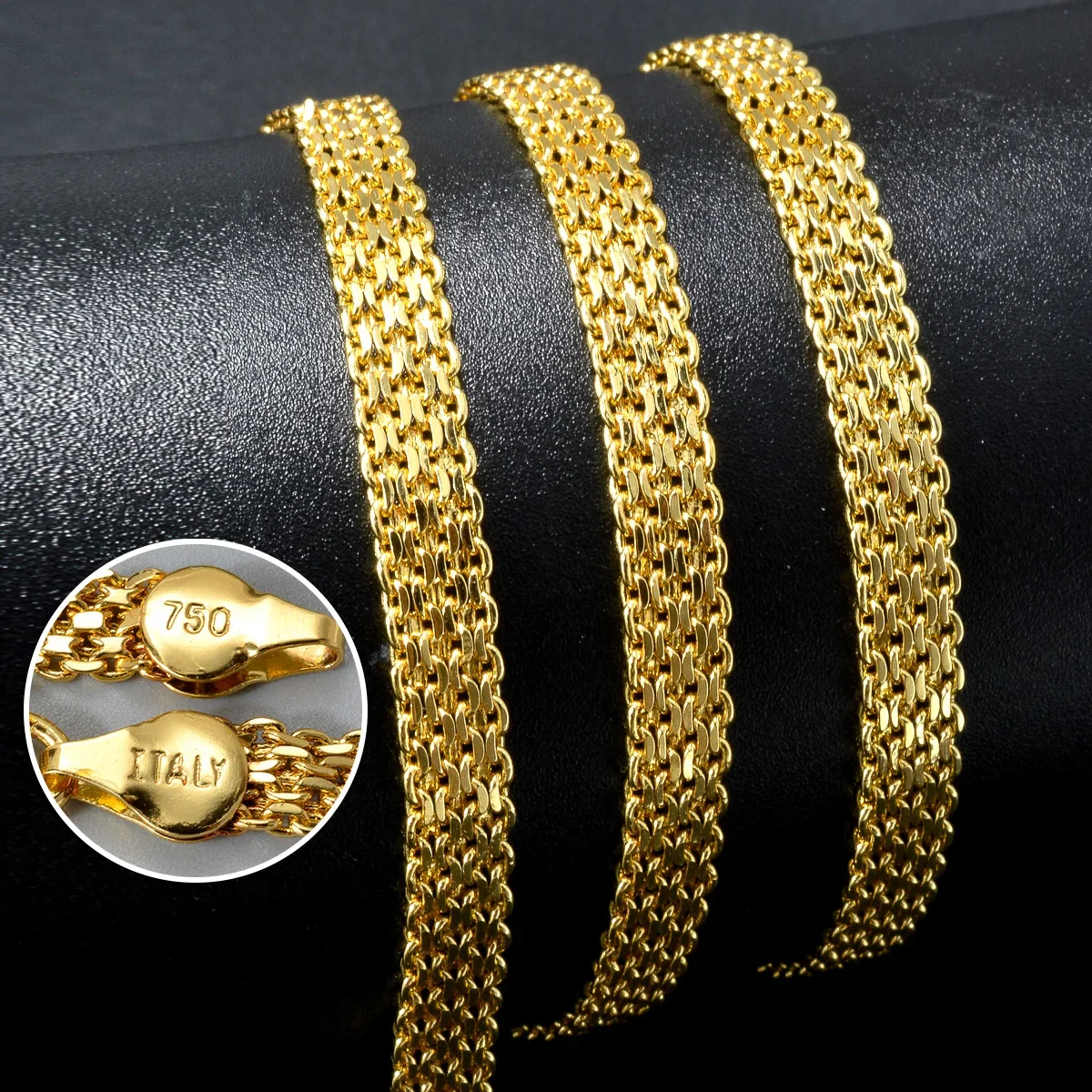Einfache Hip-Hop-Halskette, 6 mm, italienisches 750, luxuriöses 18 Karat vergoldetes Metall, große Kette, Schmuck für Männer und Frauen, Geburtstagsgeschenk
