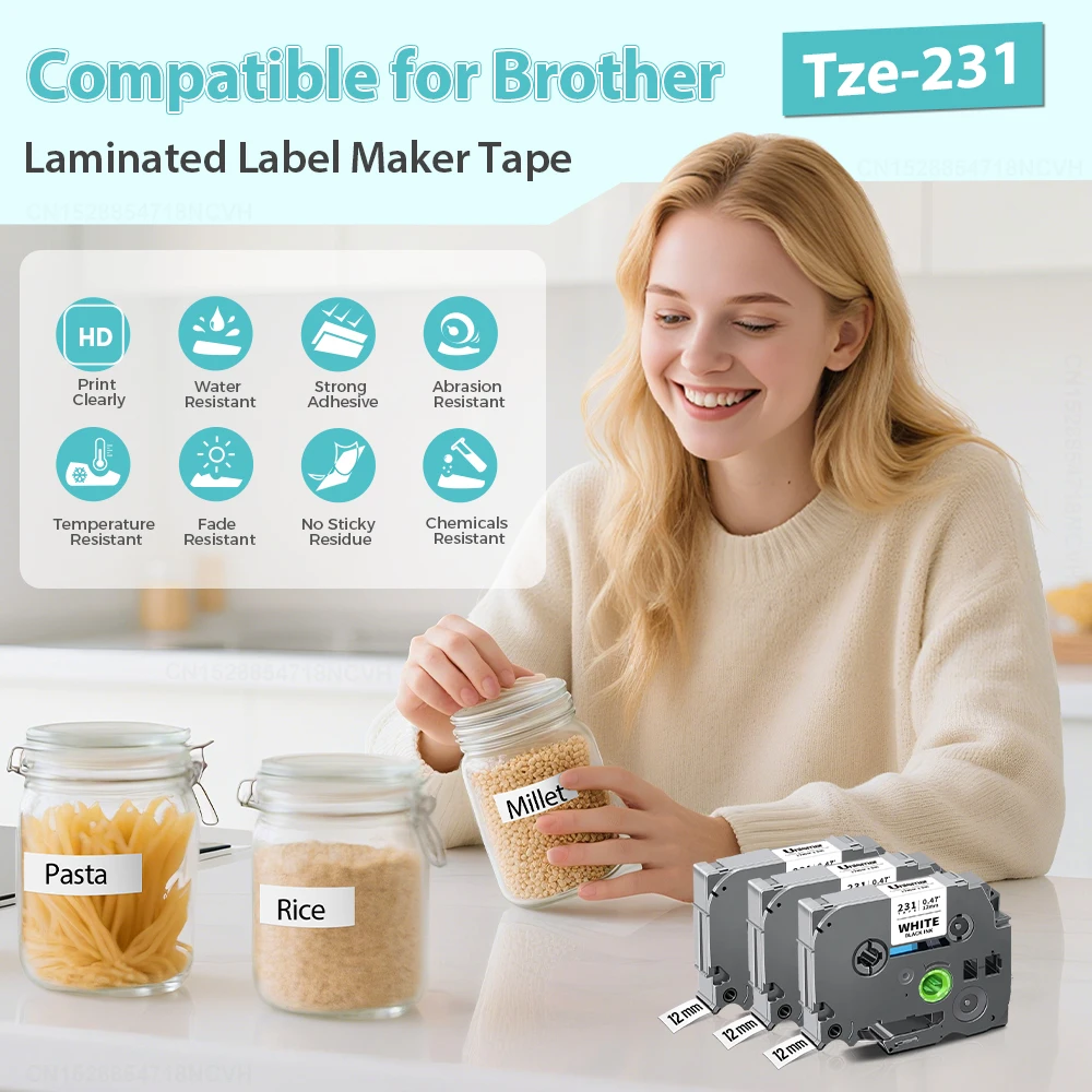 Versatile Laminated Label Tape for Brother P-touch Label Printer