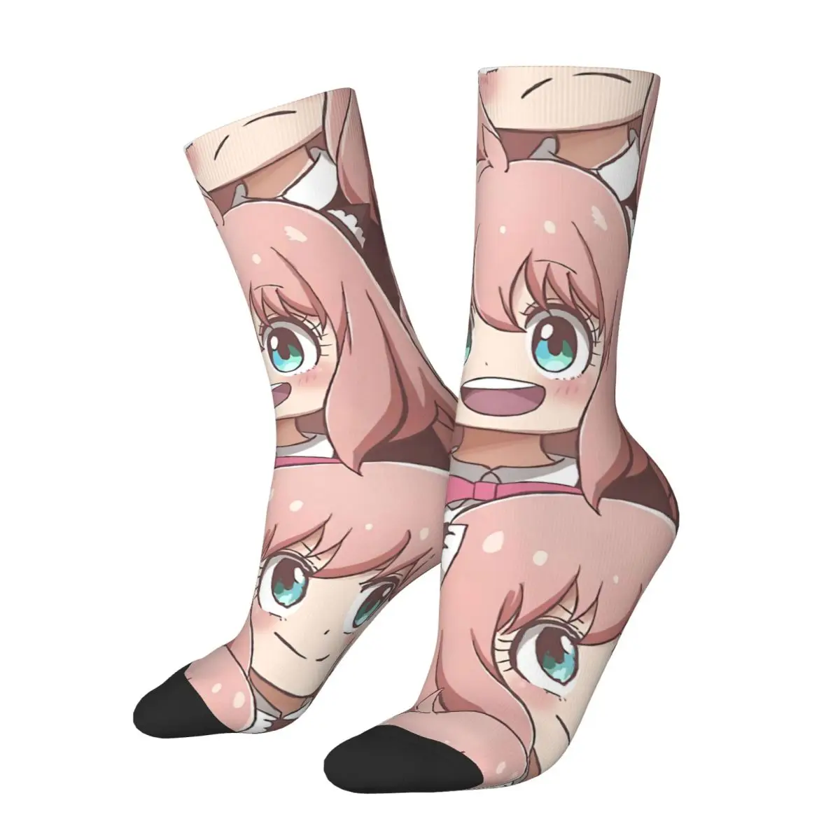 

Funny Happy Sock for Men Anya Collage Harajuku Anime Collage Quality Pattern Printed Crew Sock Seamless Gift