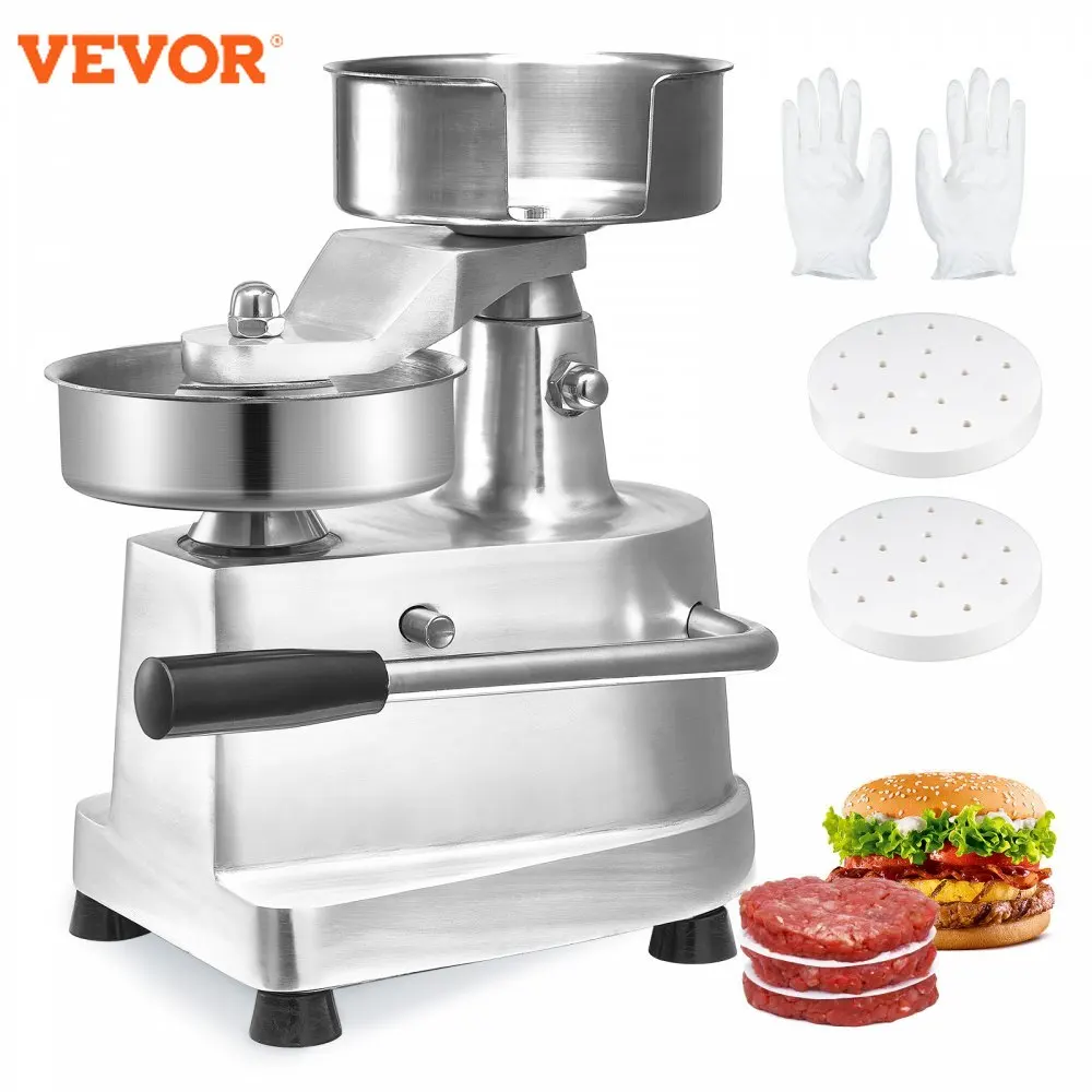 VEVOR Commercial Burger Patty Maker Hamburger Beef Patty Maker Heavy Duty Food-Grade Stainless Steel Bowl Burger Press Machine