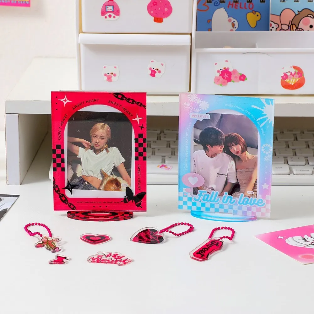 

Kawaii 3inch Kpop Photocards Holder Idol Photo Protective Stand Display Photocards Protective Holder Stationery