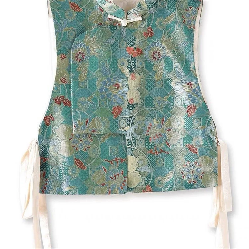 Spring and Autumn Horse Clip Women's New Chinese 2024 New European Goods Tank Top, Vest, Chinese Style Song Brocade Top, Casual