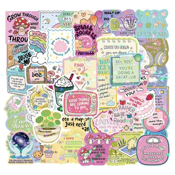 10/30/50/100 Pezzi Adesivi con Frasi Motivazionali in Inglese, Sticker Estetici Cartoon per Quaderni, Telefoni, Cancelleria, Graffiti