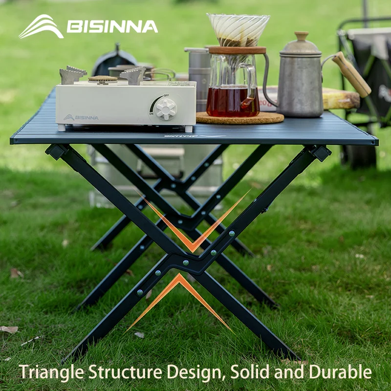 BISINNA Folding Camping Table Portable Steel Picnic Desk Lightweight - Image 3