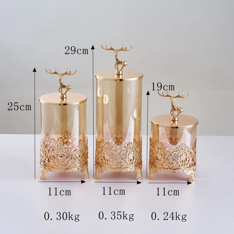 Glass Candy Jar Table Centerpiece Candy Container Luxury Candy Jar with Lid for Dessert Dried Fruit Snacks 4