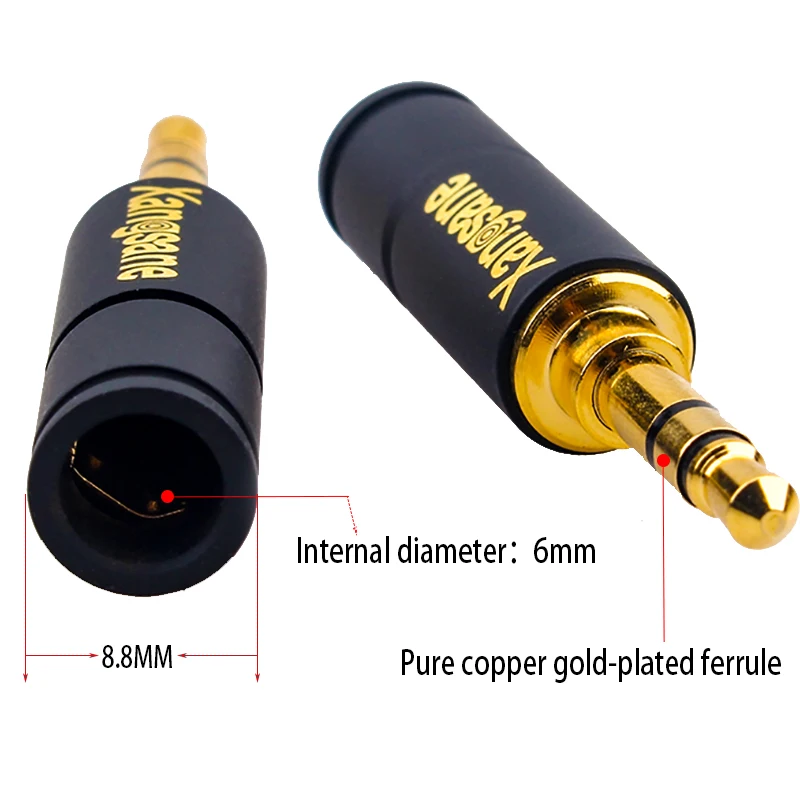 Hifi 3.5mm 플러그 DIY 헤드폰 케이블 잭 이어폰 스테레오 용접 헤드 HiFi 순수 구리 금도금