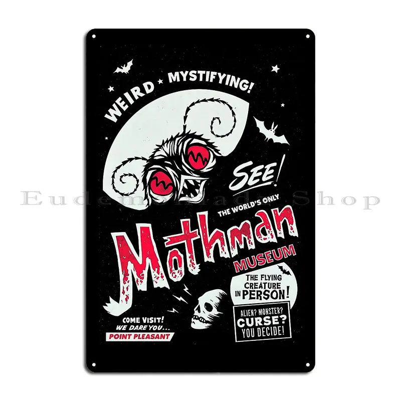Mothman 박물관 포스터 스룩쇼 디자인 금속 플라크 차고 파티 플레이트, 홈 프린트 플라크 주석 사인 포스터