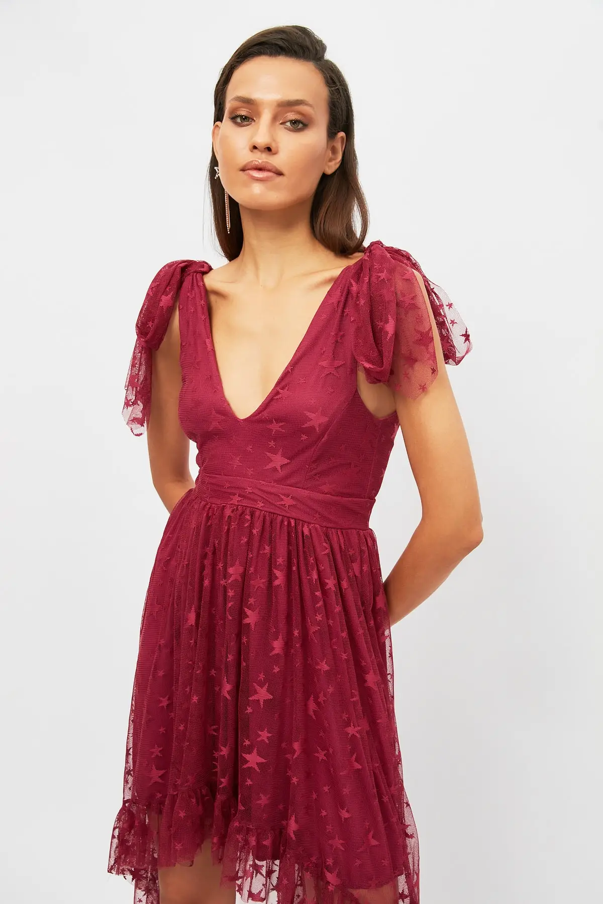 Вечернее платье с открытыми плечами для выпускного вечера TPRSS21AE0335 | Свадьбы и