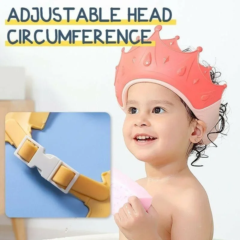 Children's waterproof shower cap, cartoon baby shower cap, shampoo cap, crown design, available in three colors