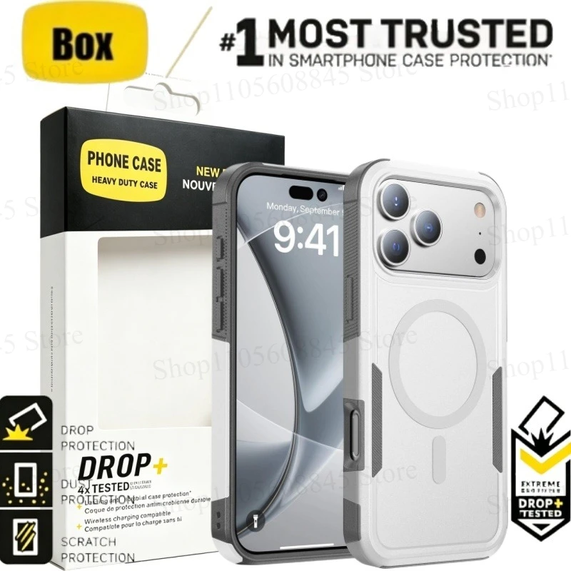 Rugged Shockproof Wireless Charging Case with Magnetic Car Holder Attachment