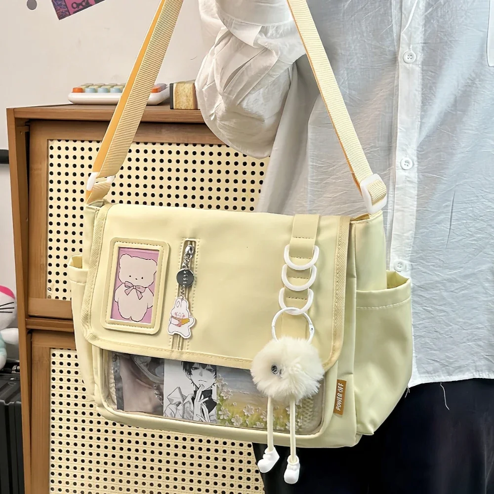 Y2K Japanese Harajuku School Bags for Teenage Girls New 2024 Transparent Itabag Crossbody Bag DIY Badges Display Plate Ita Bag Best Sellers In Luggage, Bags